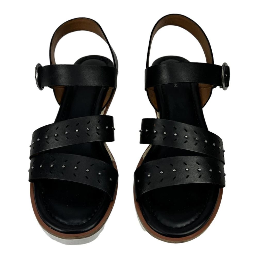 New Caslon Women 10 Slides Black Leather Sandals Ankle Summer Walking Shoes